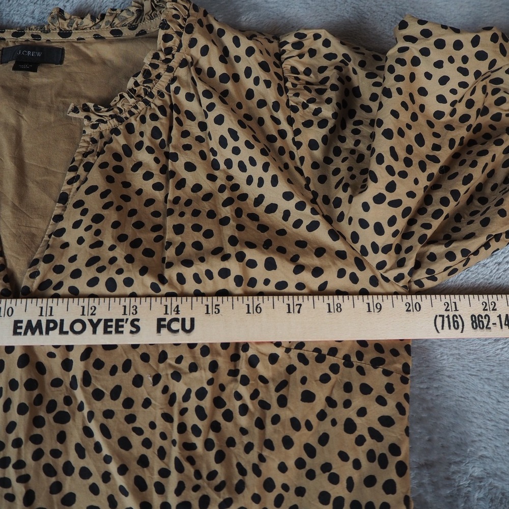 J.Crew Tiered Ruffle Neck Popover Mini Dress Medium‎ Leopard Polka Dot Cotton - Picture 7 of 13